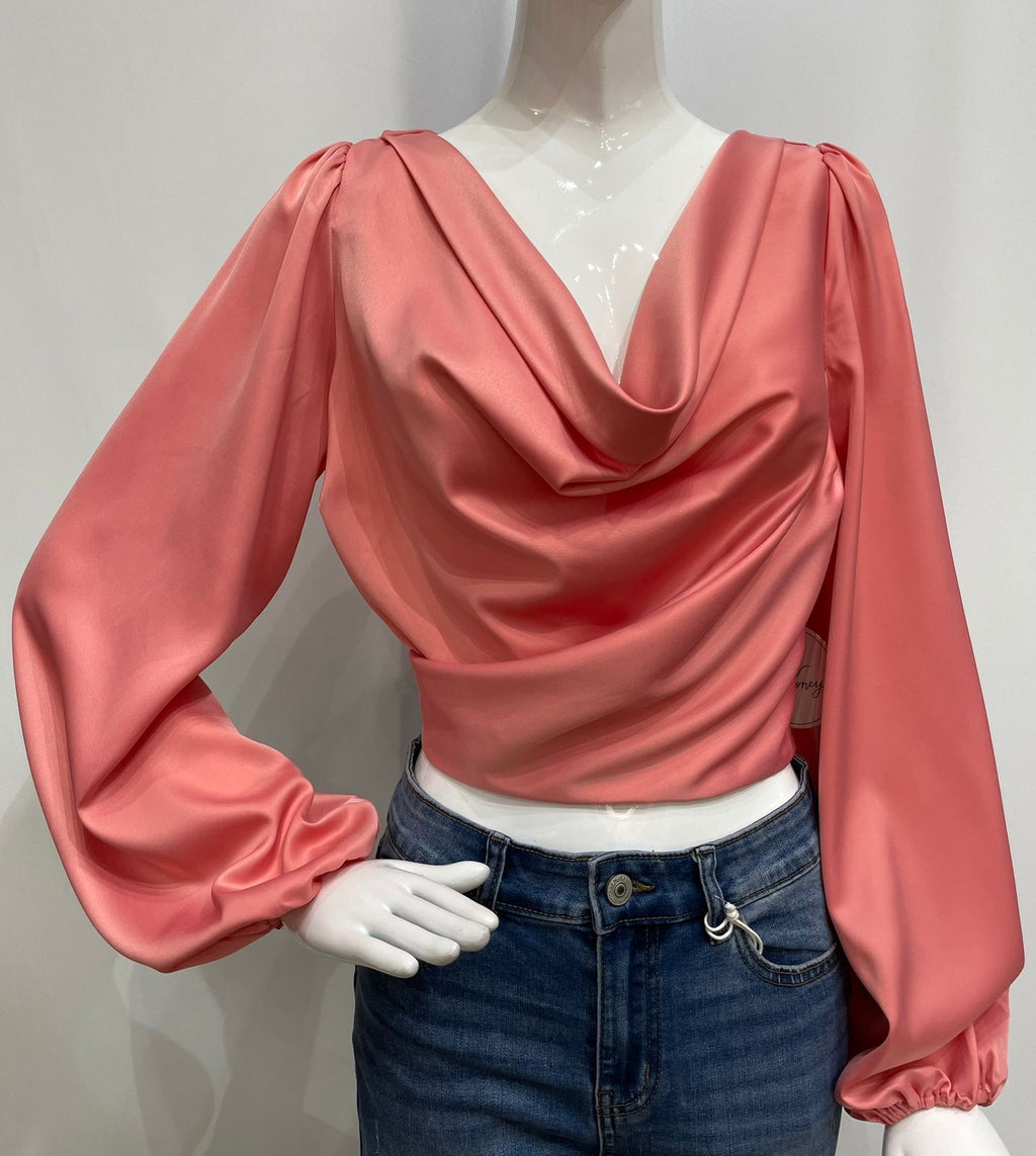 Blusa cuello drapeado