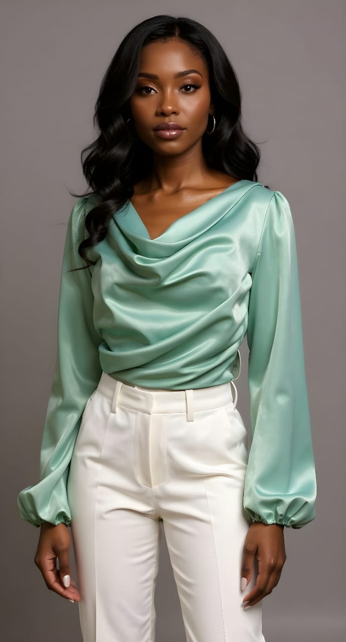 Blusa cuello drapeado