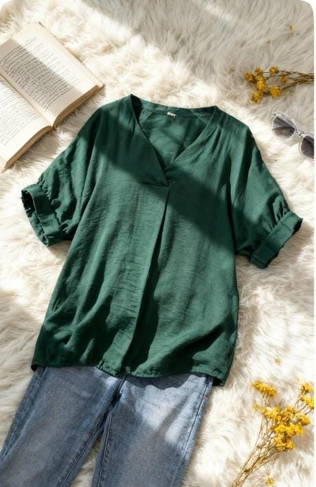 Blusa cuello V holgada