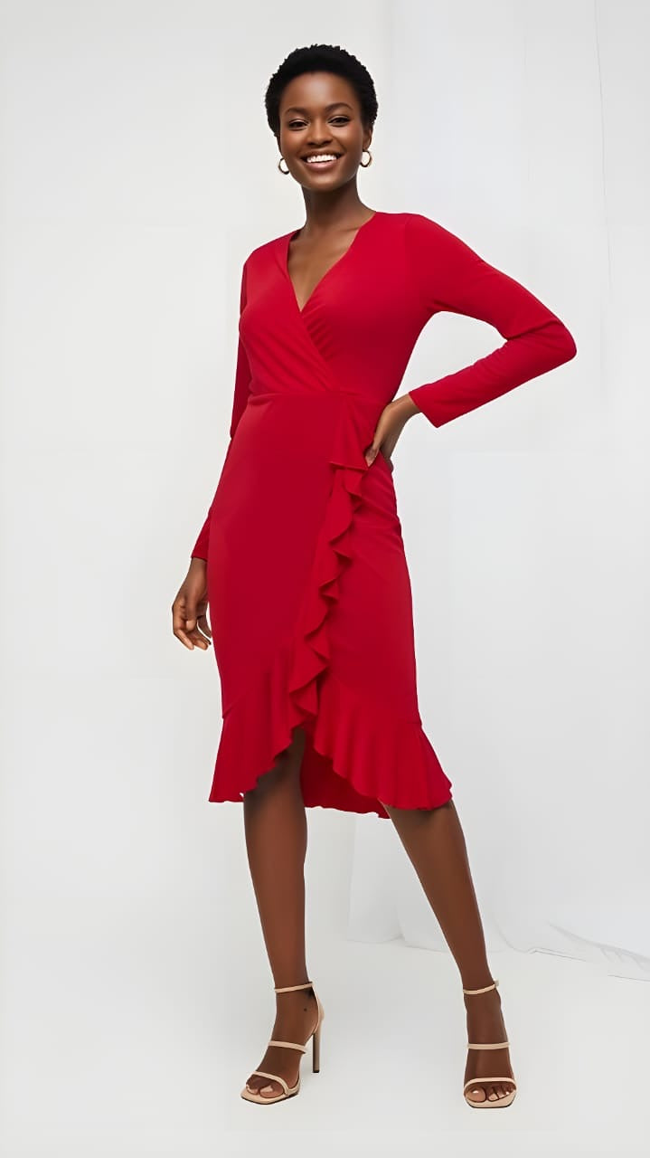 Vestido manga larga pegado