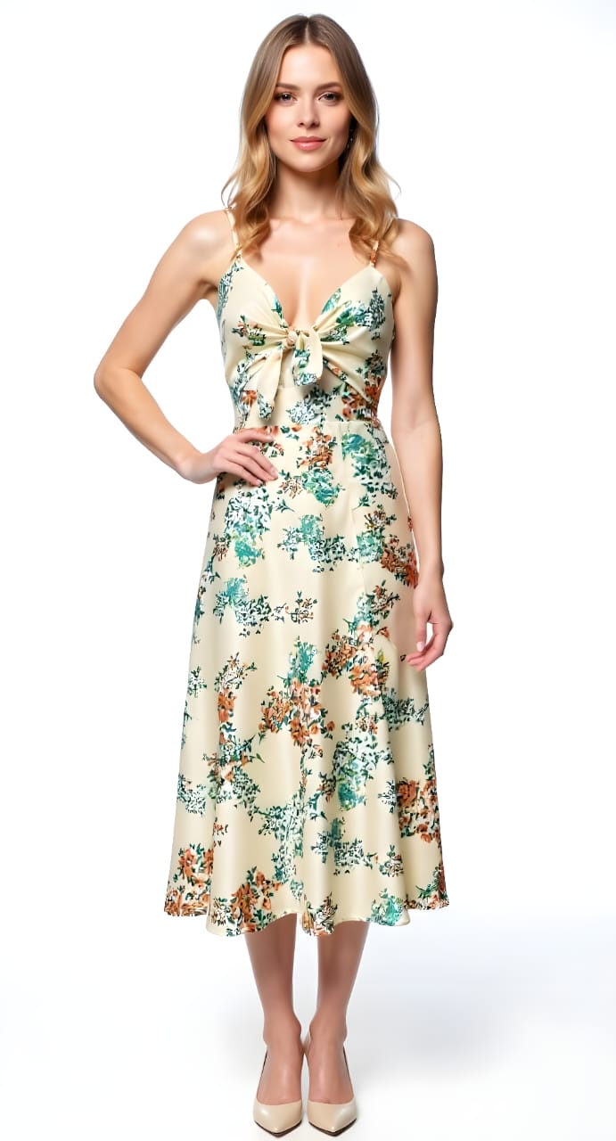 Vestido estampado de seda