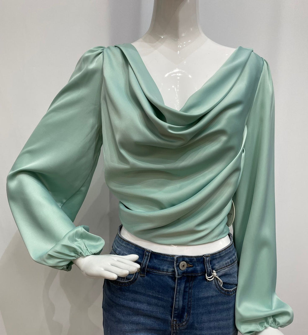 Blusa cuello drapeado