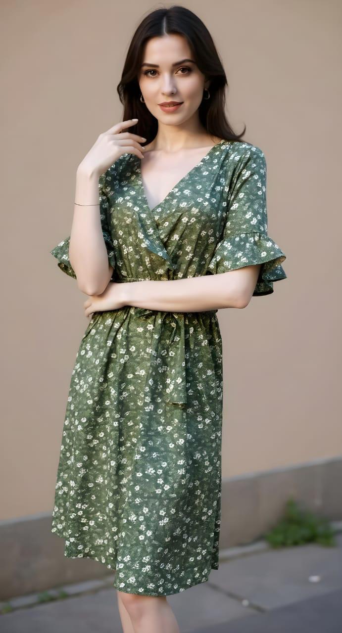 VESTIDO  VERDE FLORAL