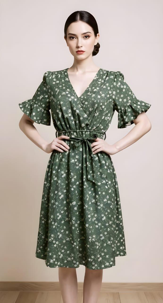 VESTIDO  VERDE FLORAL