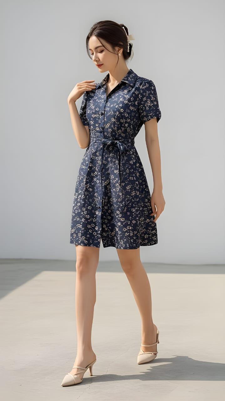 VESTIDO CON CUELLO FLORAL