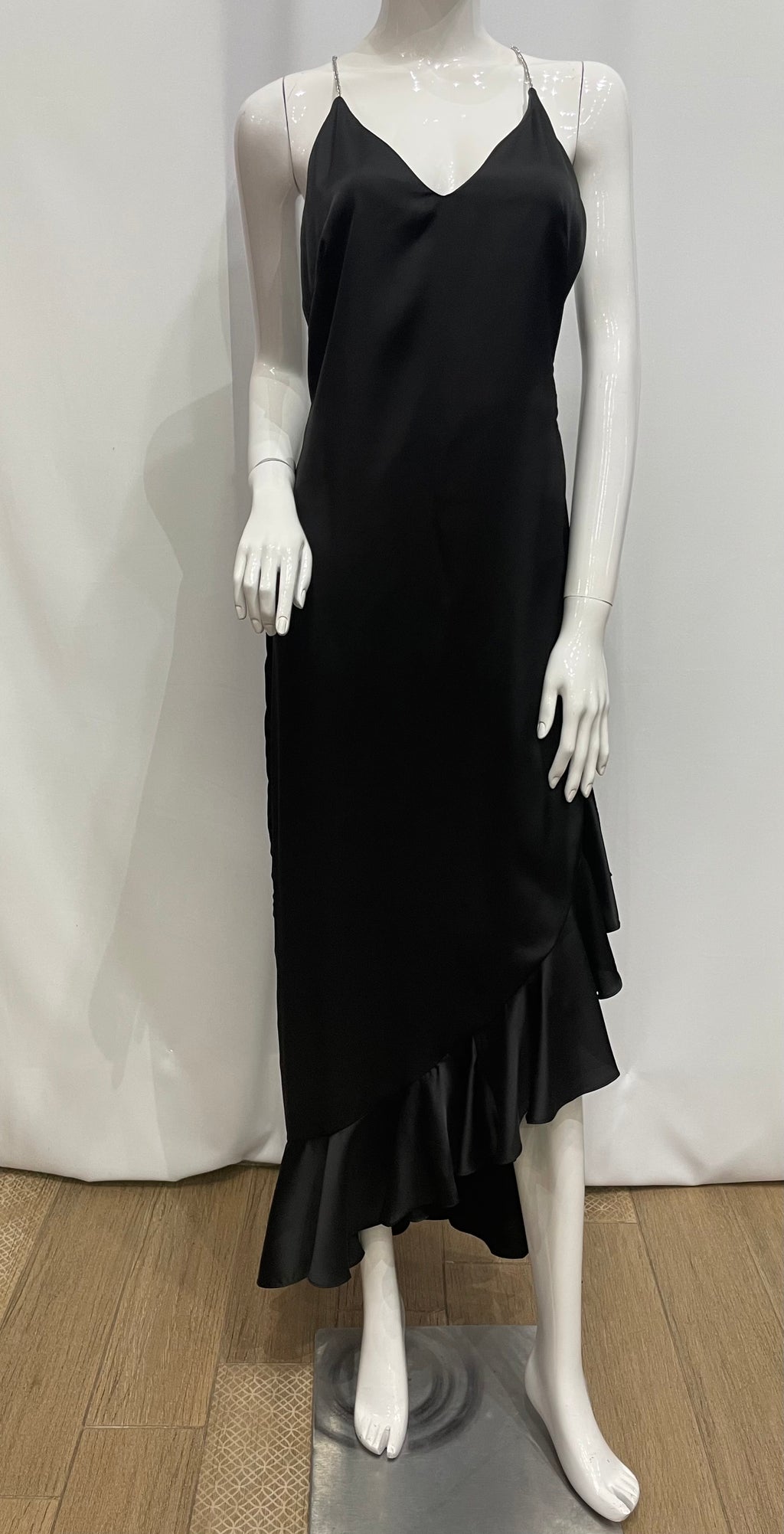 Vestido largo de tirantes brillantes