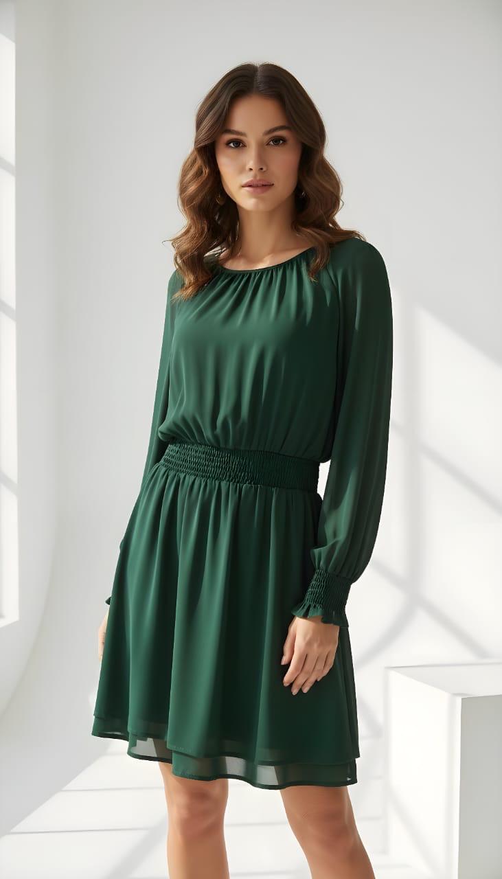 VESTIDO CHIFON MANGA LARGA