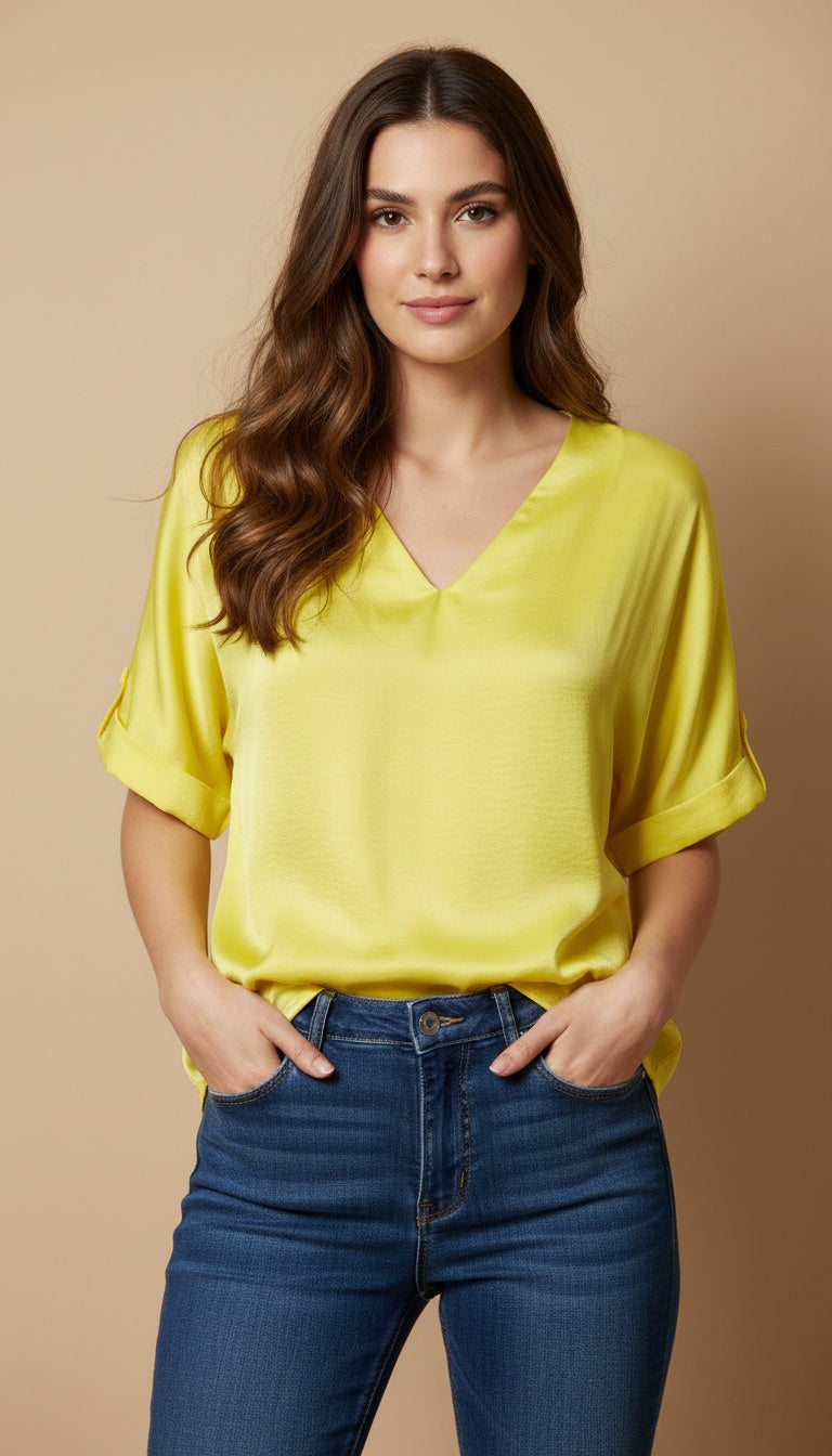 Blusa cuello V holgada