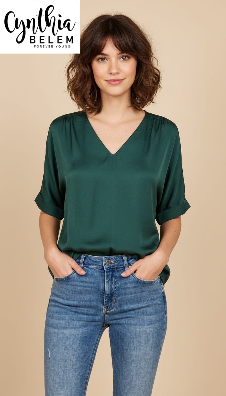 Blusa cuello V holgada