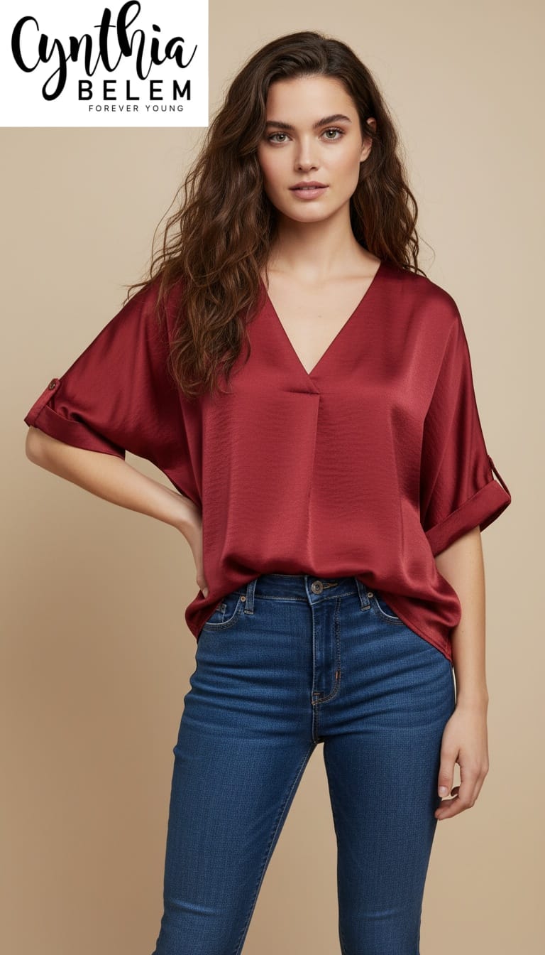 Blusa cuello V holgada