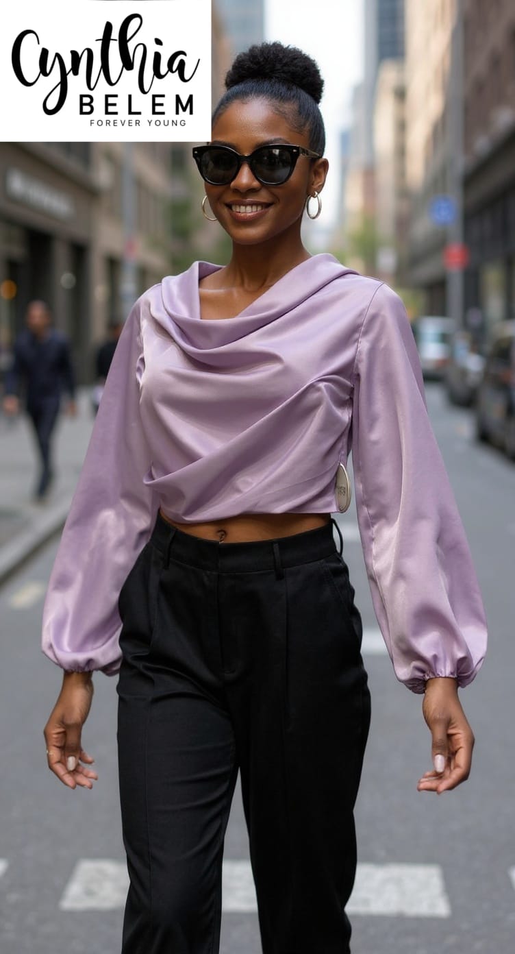 Blusa cuello drapeado