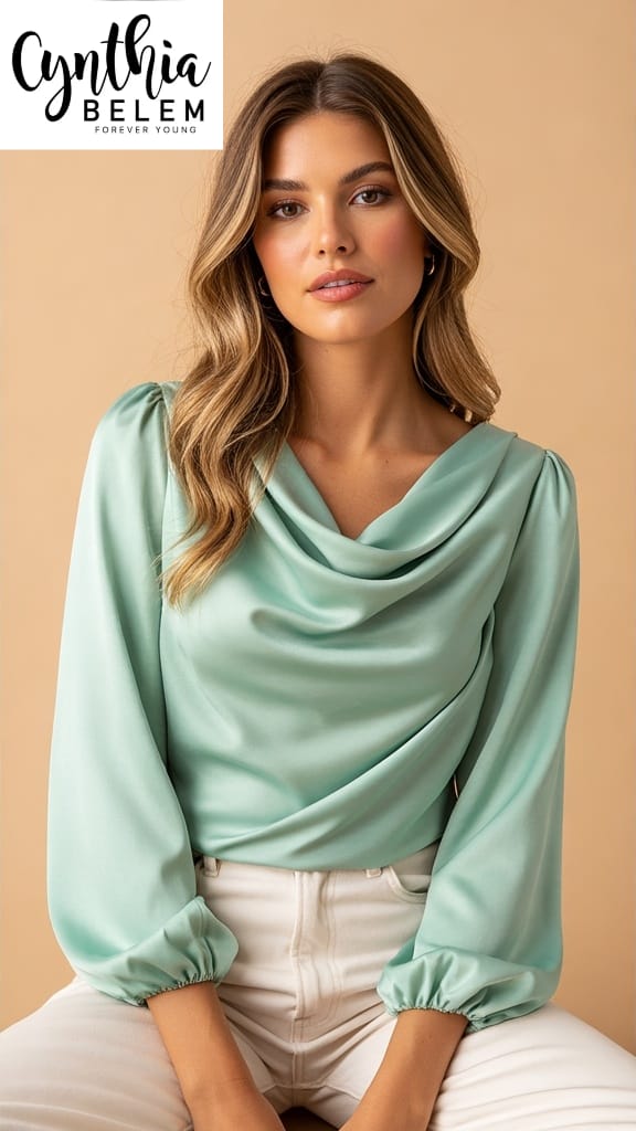 Blusa cuello drapeado