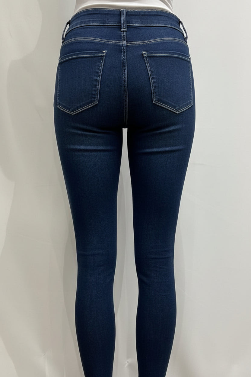PANTALON AZUL COSTURAS BLANCAS