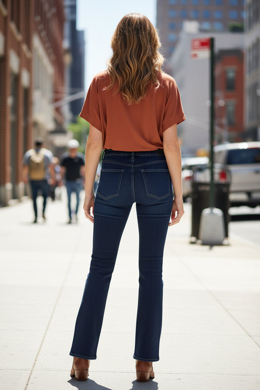 PANTALON CAMPANA ENJEAN DE MEZCLILLA AZUL