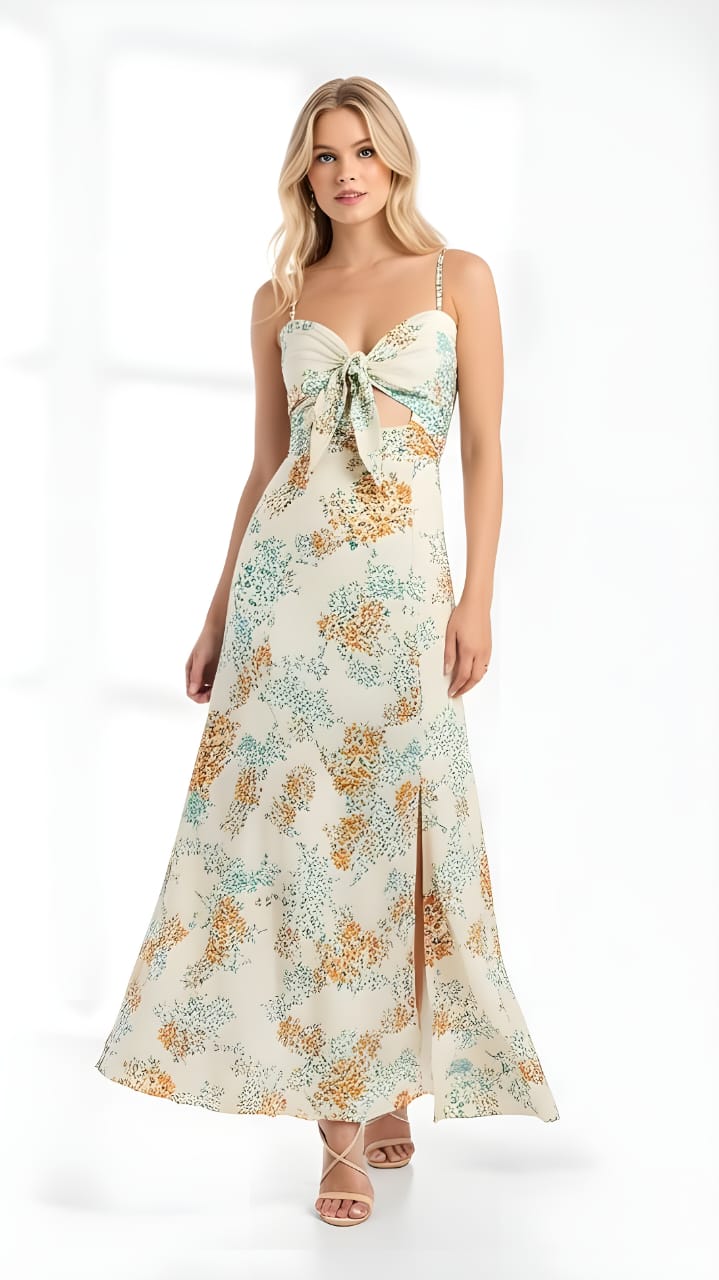 Vestido estampado de seda