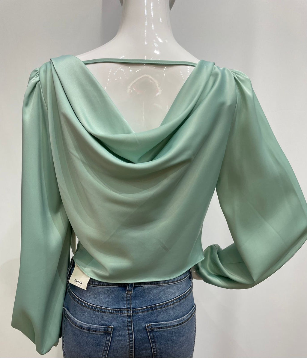 Blusa cuello drapeado