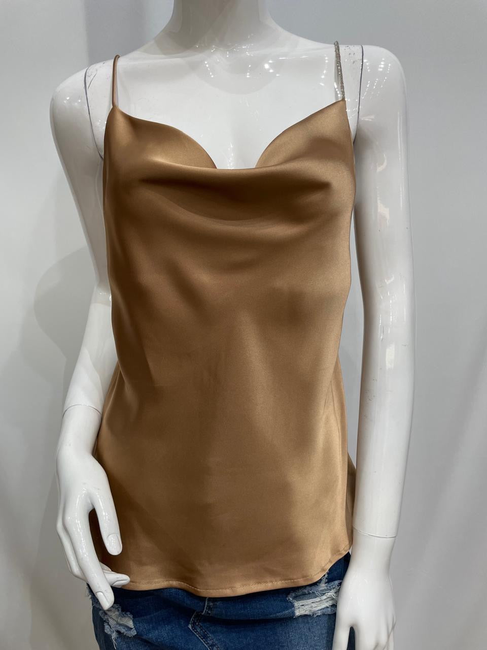 Blusa tirante brillante