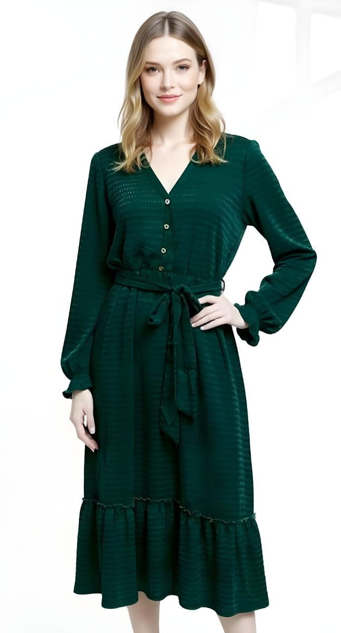 Vestido plus manga larga