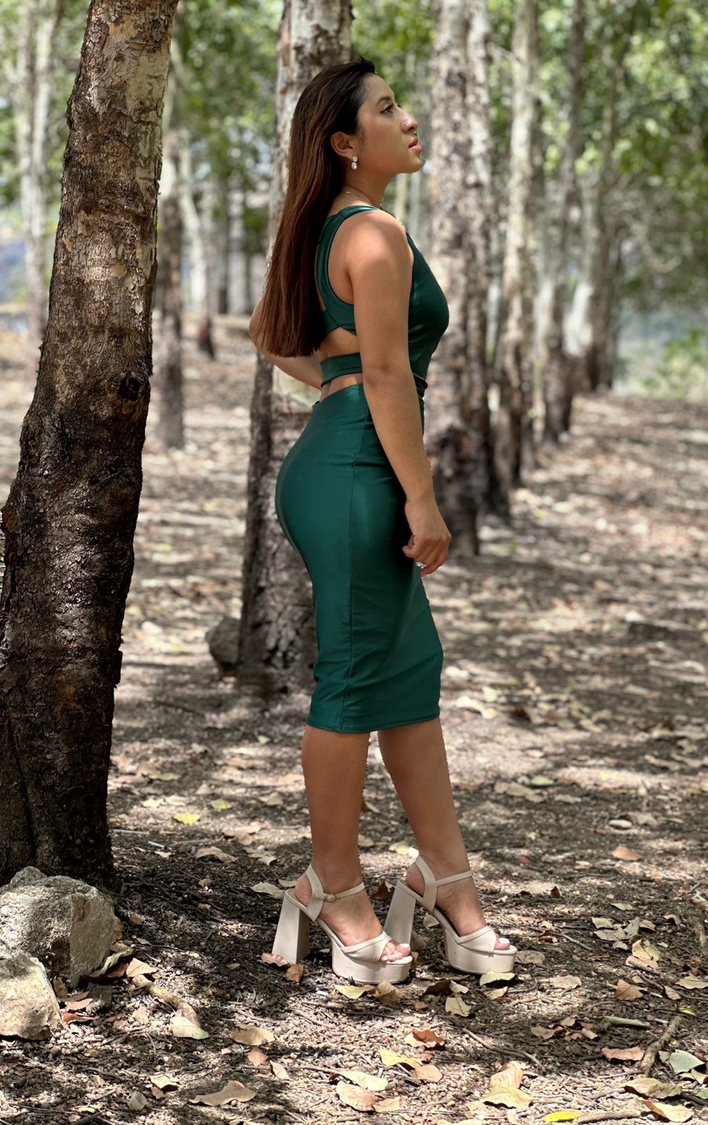 Vestido largo tallado