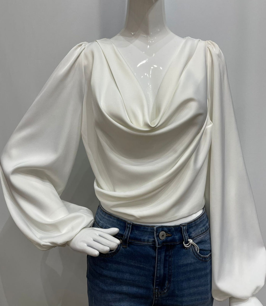 Blusa cuello drapeado